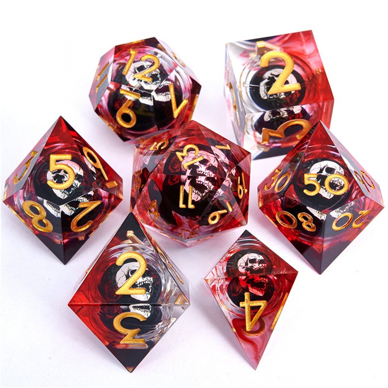 Rolling table game dice, loose dice, edge resin polyhedral dice