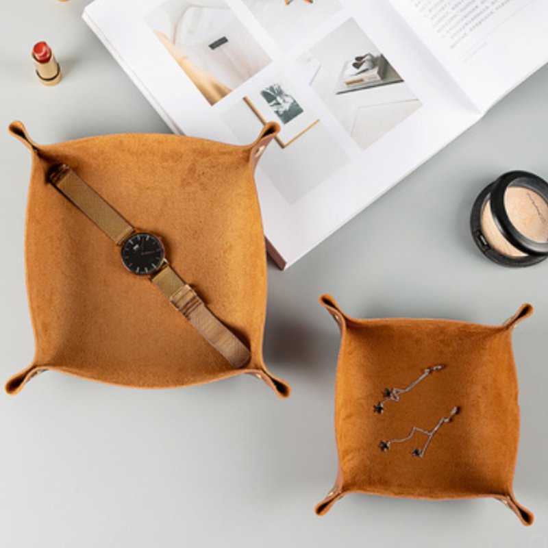 Nordic Style Leather Folding Desk Organizer Coin Dice Tray Valet Catchall Home Office Factory Wholesale Living Room Bathroom Use