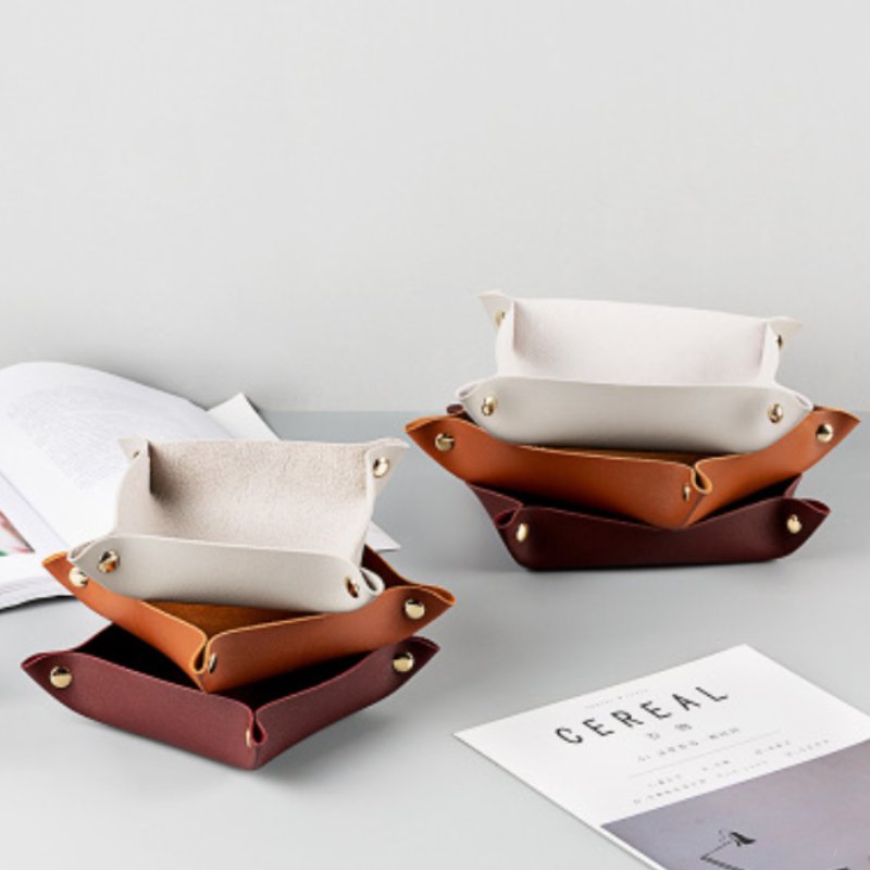 Nordic Style Leather Folding Desk Organizer Coin Dice Tray Valet Catchall Home Office Factory Wholesale Living Room Bathroom Use