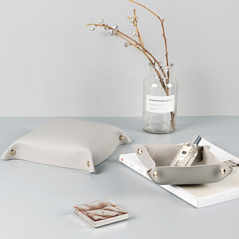 Nordic Style Leather Folding Desk Organizer Coin Dice Tray Valet Catchall Home Office Factory Wholesale Living Room Bathroom Use