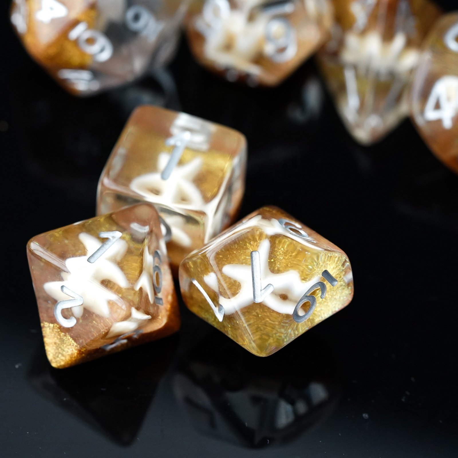 Udixi Polyhedral polyhedron RPG Plastic Dungeons and Dragons custom logo Dice Set Beach&Starfish