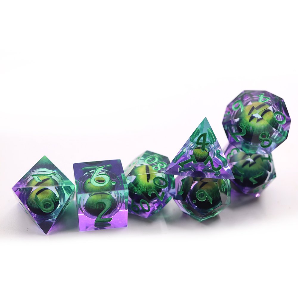 Wholesale customized polyhedral green transparent sharp edge game dice