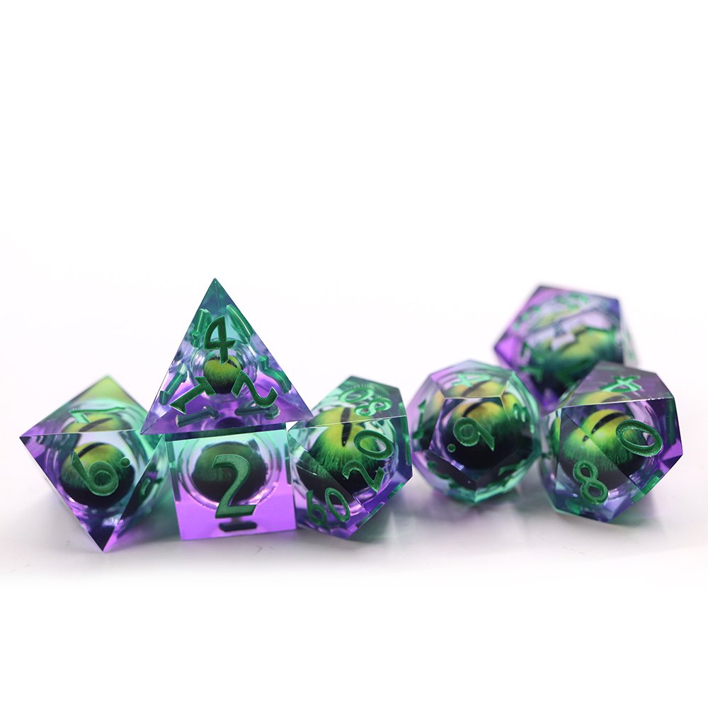 Wholesale customized polyhedral green transparent sharp edge game dice