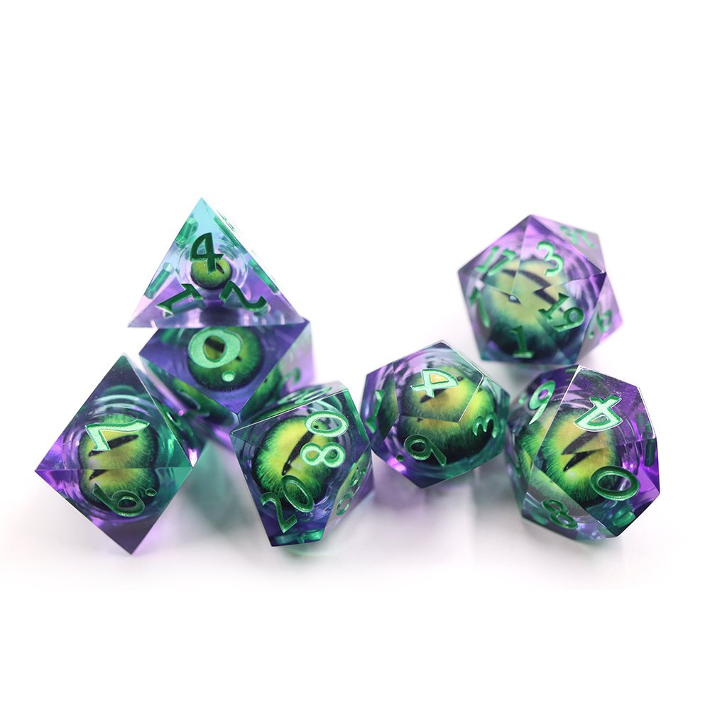Wholesale customized polyhedral green transparent sharp edge game dice