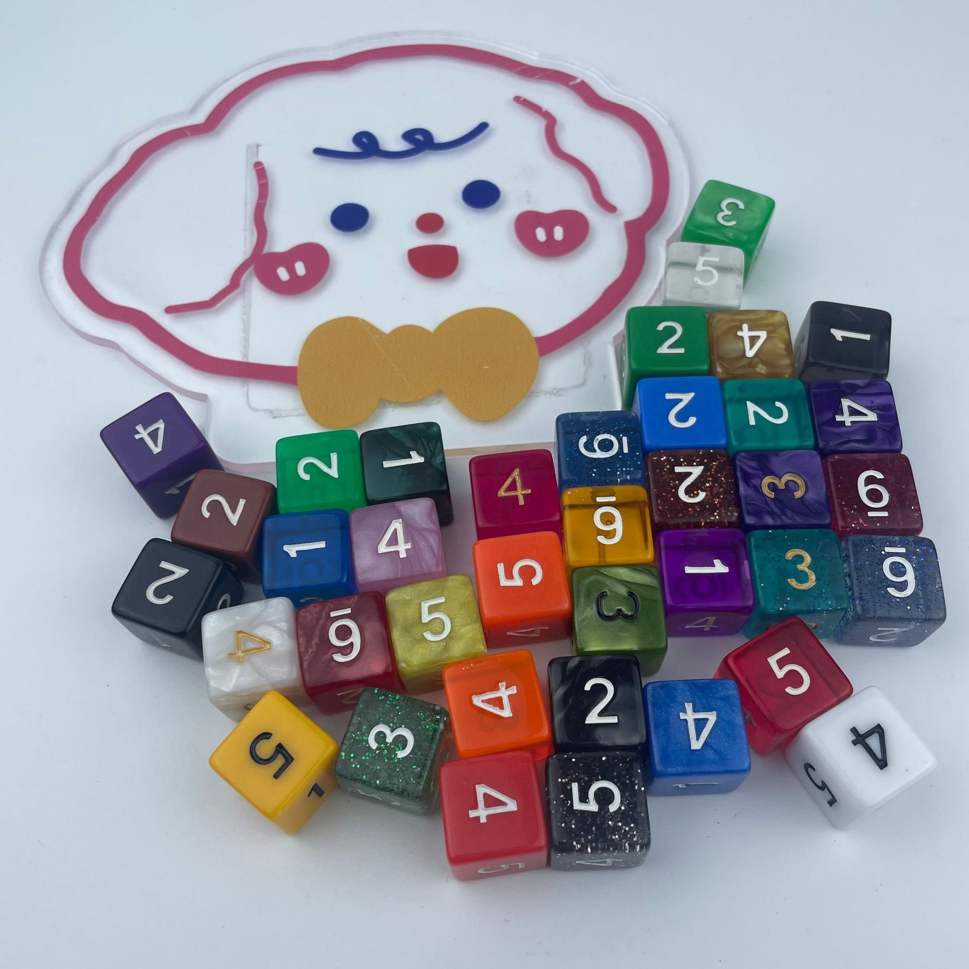 Wholesale Number Dice 16mm Acrylic Transparent Solid Color Marble Dice Right Angle Teaching D6 Dice