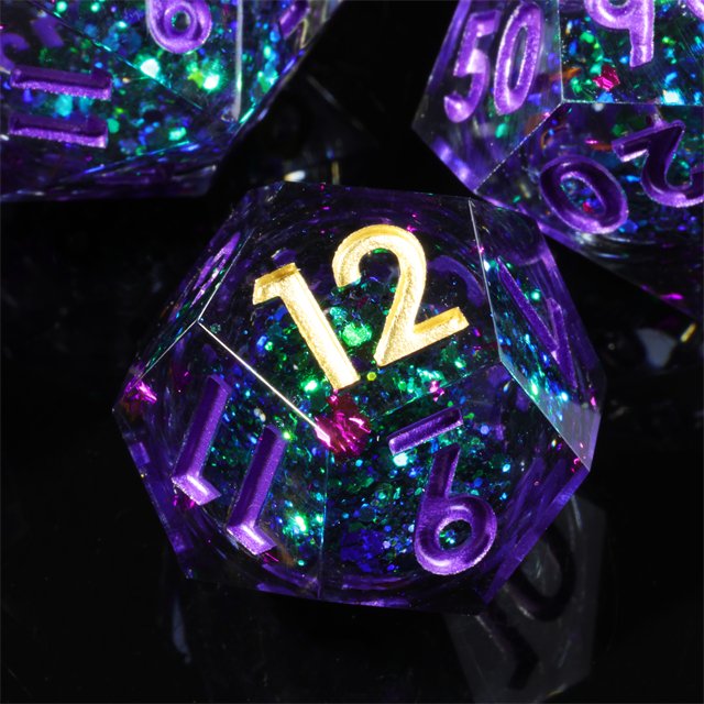 Mini Liquid Core Resin Polyhedron Dice with Sharp Edges Handmade Custom Logo for DND Dungeons & Dragons Board Game