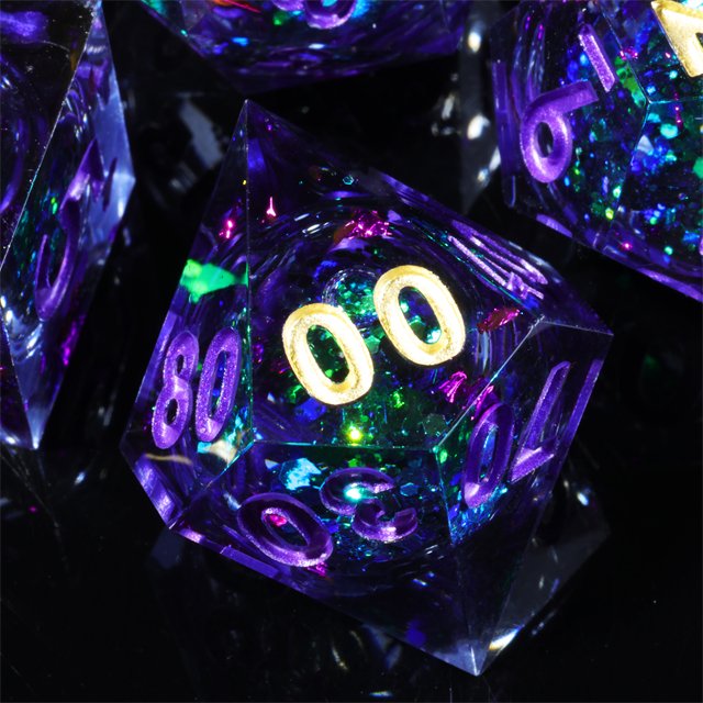 Mini Liquid Core Resin Polyhedron Dice with Sharp Edges Handmade Custom Logo for DND Dungeons & Dragons Board Game