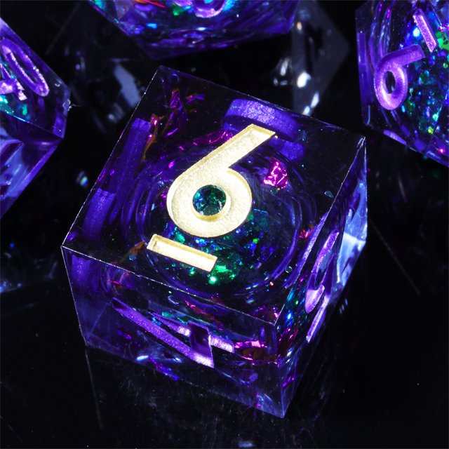 Mini Liquid Core Resin Polyhedron Dice with Sharp Edges Handmade Custom Logo for DND Dungeons & Dragons Board Game