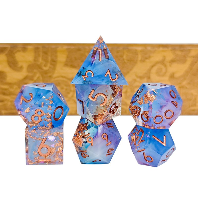 Hot Sale Customize Wholesale Sharp Edge Resin DND dice set for Dungeons and Dragons and card game