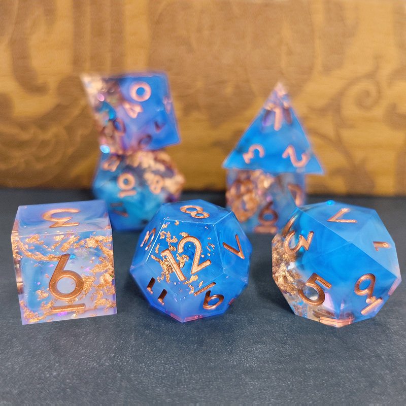 Hot Sale Customize Wholesale Sharp Edge Resin DND dice set for Dungeons and Dragons and card game