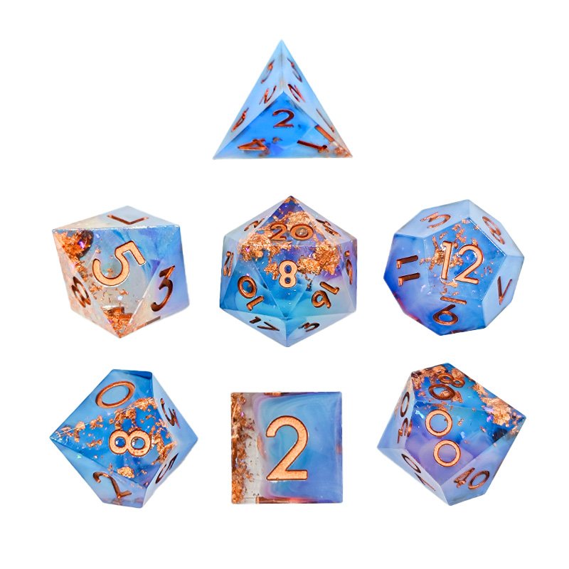 Hot Sale Customize Wholesale Sharp Edge Resin DND dice set for Dungeons and Dragons and card game