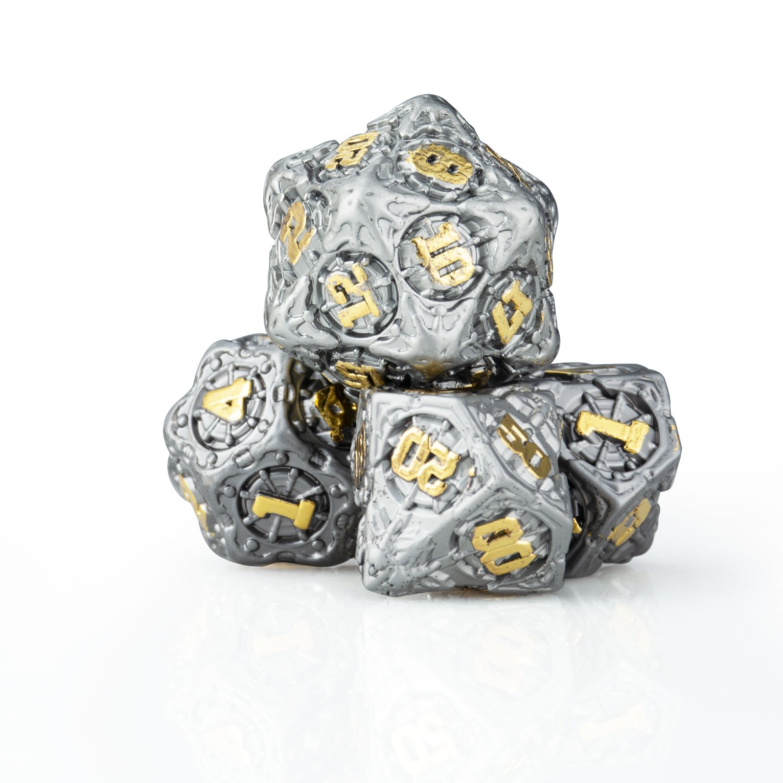 Custom DND Dice Set Wholesale Solid Metal Dice 7-Piece RPG Dice Game, Suitable for D&D Dragons and Dungeons