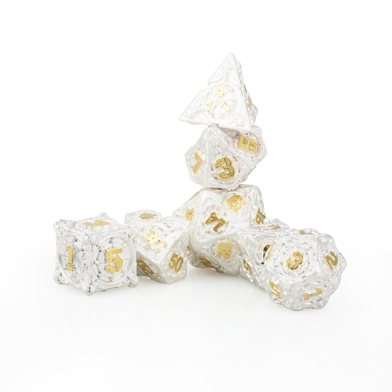 Custom DND Dice Set Wholesale Solid Metal Dice 7-Piece RPG Dice Game, Suitable for D&D Dragons and Dungeons