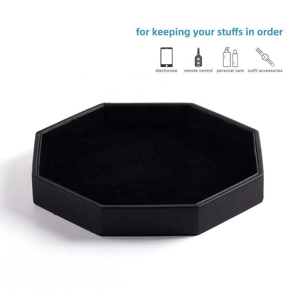 Customized Personalized Octagonal Storage Tray Luxury Durable Leather Design Storage Dice Tray