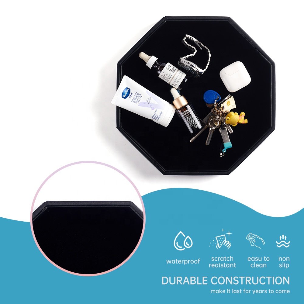 Customized Personalized Octagonal Storage Tray Luxury Durable Leather Design Storage Dice Tray