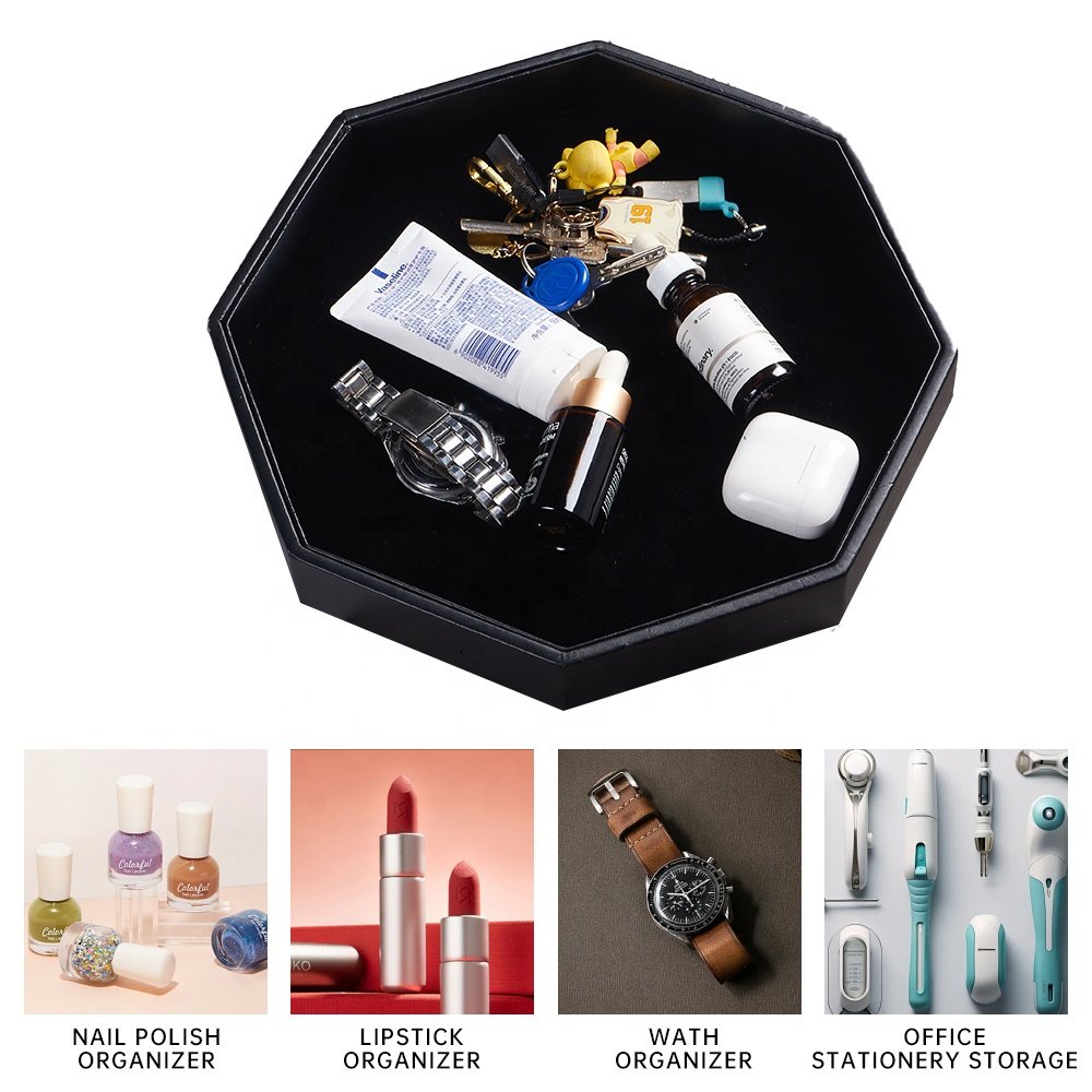 Customized Personalized Octagonal Storage Tray Luxury Durable Leather Design Storage Dice Tray