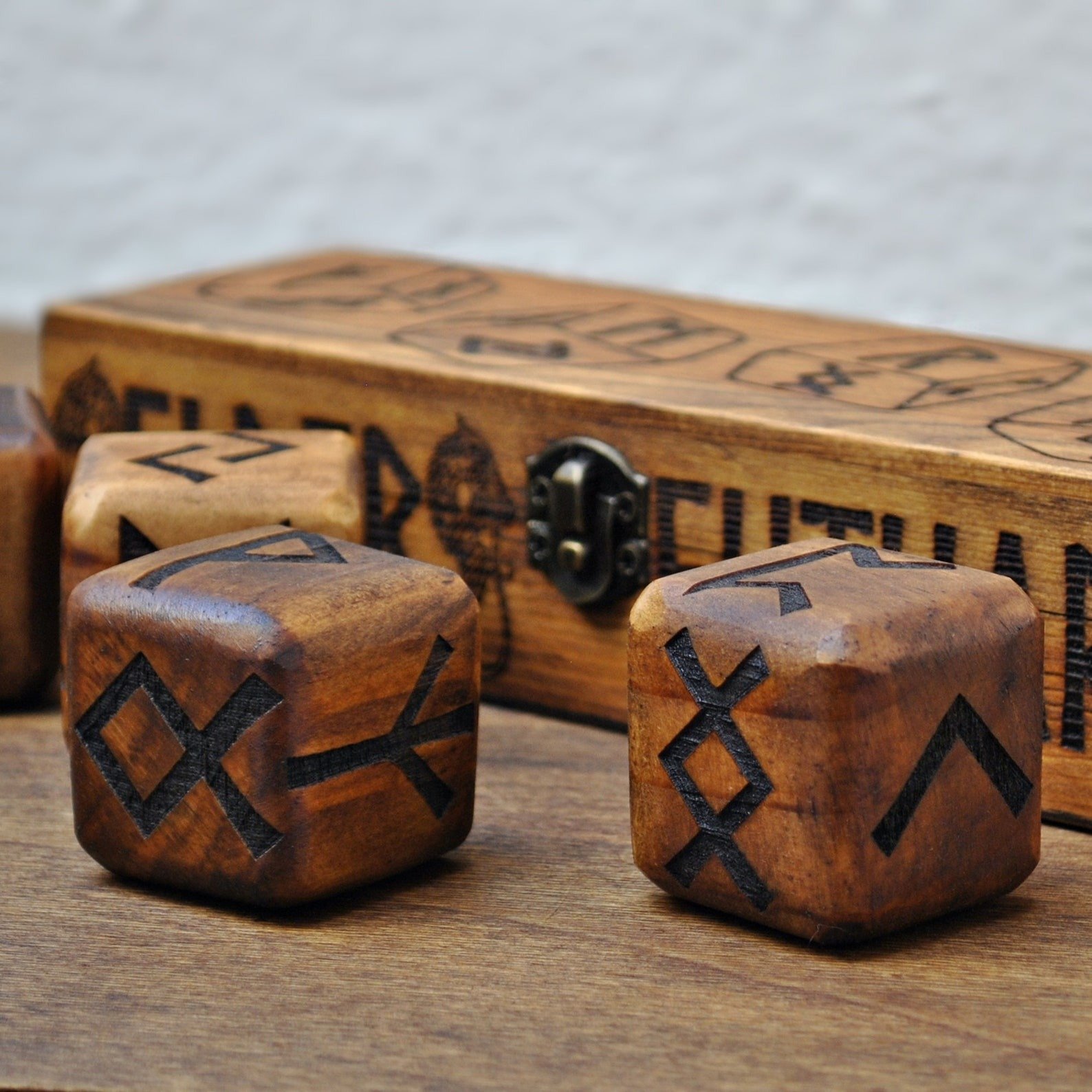 Elegant Viking Wooden Gaming Dice & Wood Box For Viking Culture Box & Natural Wood Box Wholesale Natural Wood Store By LHD