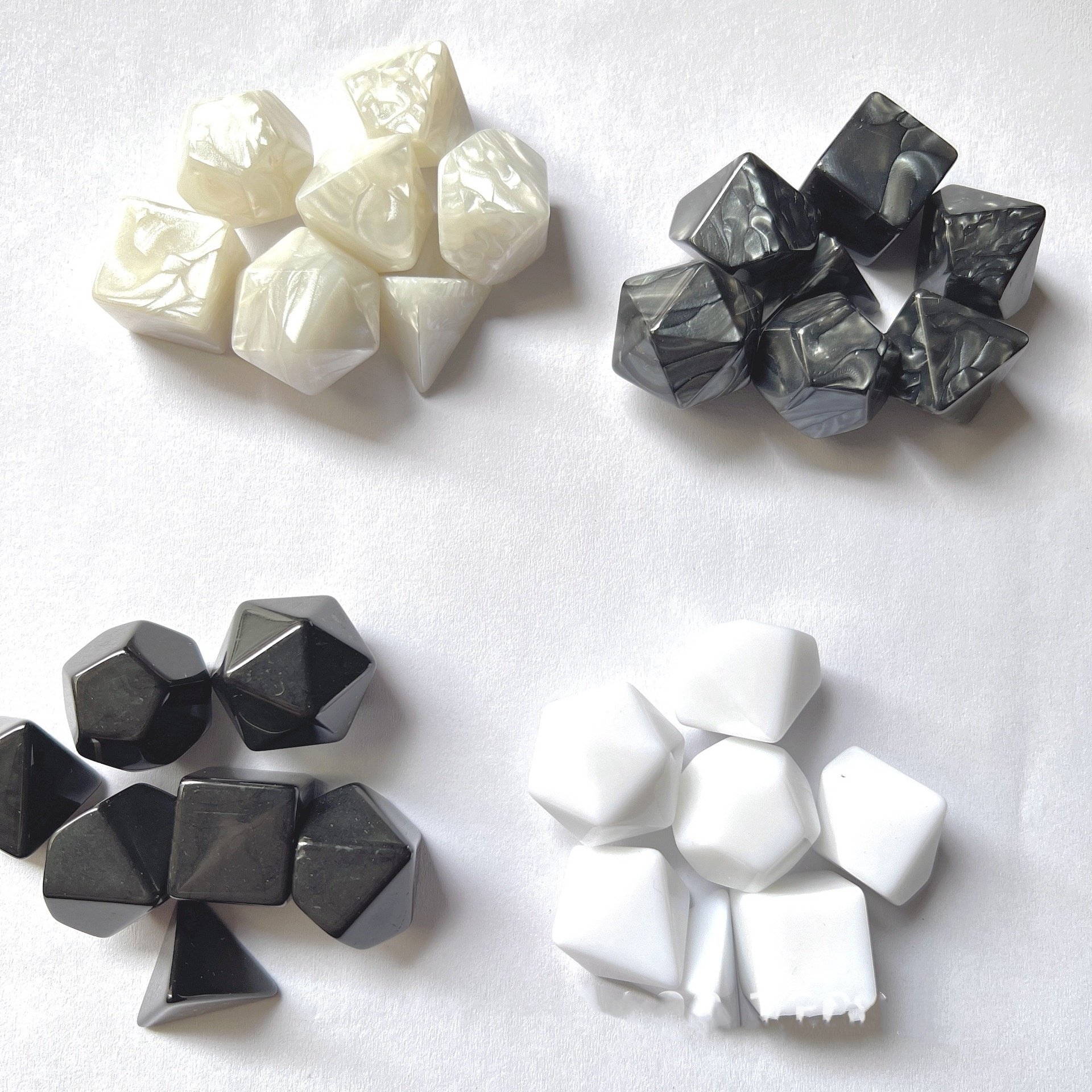 Wholesale Customized White Square Corner Acrylic Polyhedral Dice Printed and Engraved with Logo