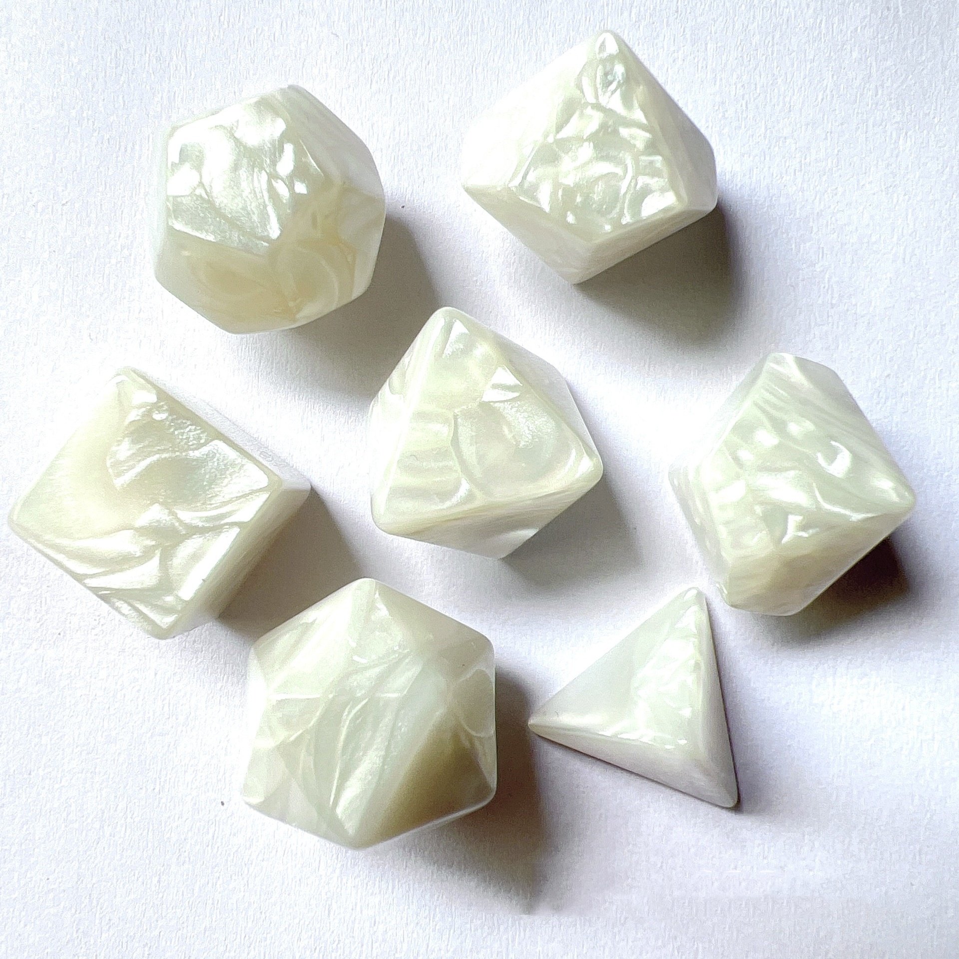Wholesale Customized White Square Corner Acrylic Polyhedral Dice Printed and Engraved with Logo