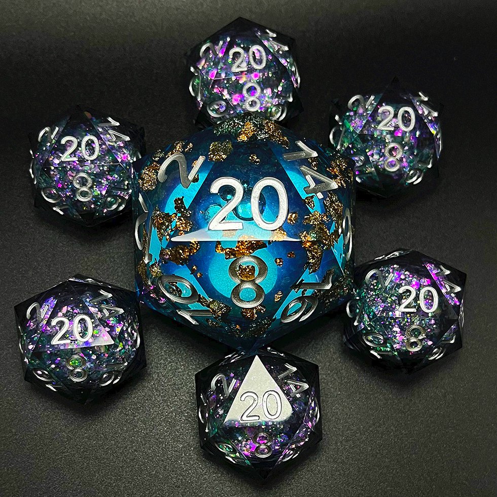 30mm 55mm big oversize sharp edge dice liquid core D20 dnd dragon eye resin dice
