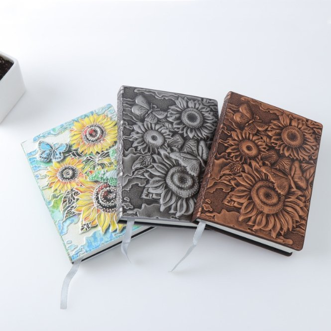 2024 Sunrise Factory Custom Vintage Followers Embossed Leather Writing Journal Notebook Set