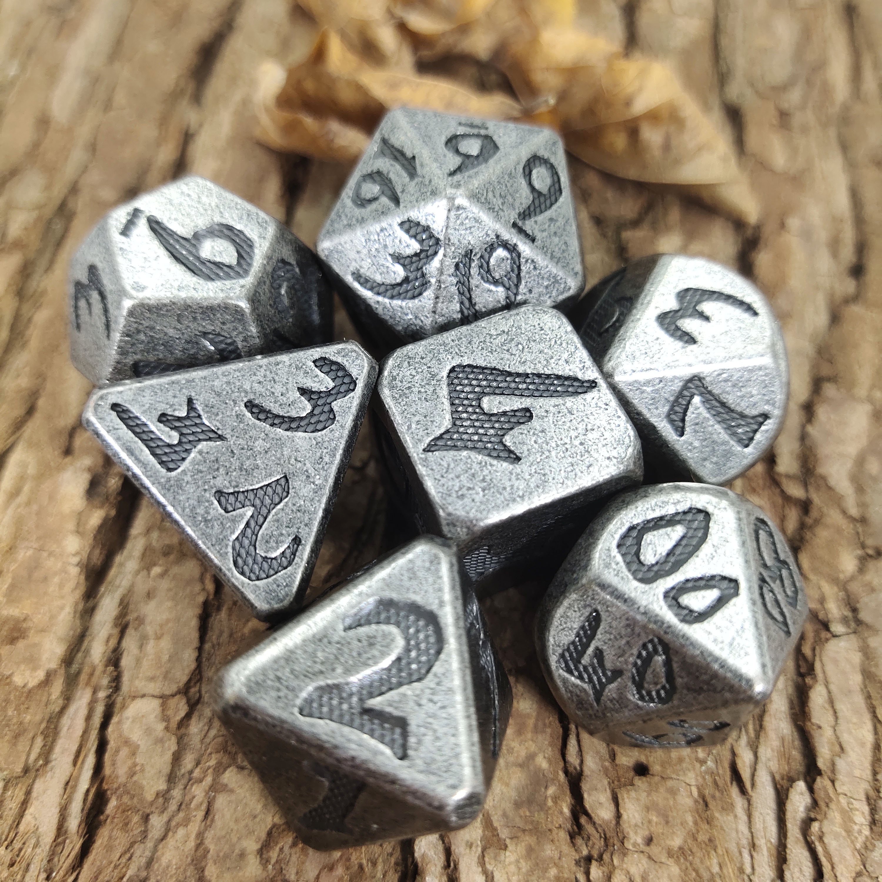 Wholesale Customized High Quality barrel plating of Big Dragon Scales Series metal polyhedral dice for DND Game