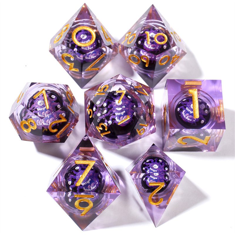 Customized new Dnd dice handmade sharp edged resin dice D&D D4 D6 D8 D100 D12 D20 suitable for Dungeons&Dragons