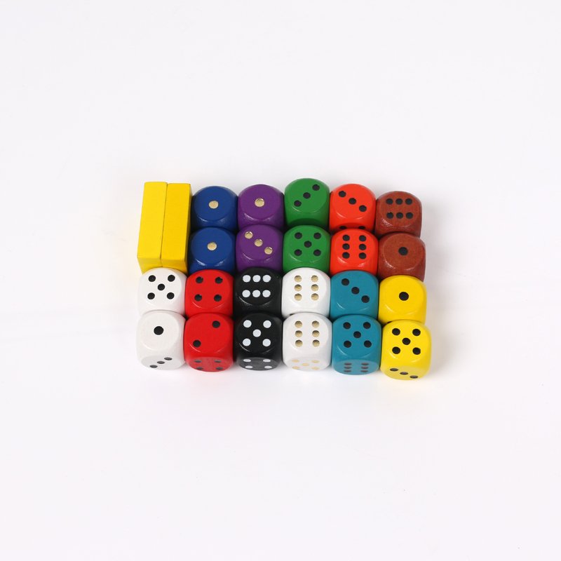 D6 Six Sided 16mm Round Edge Wooden Dice ~ colored Wooded dot Dice