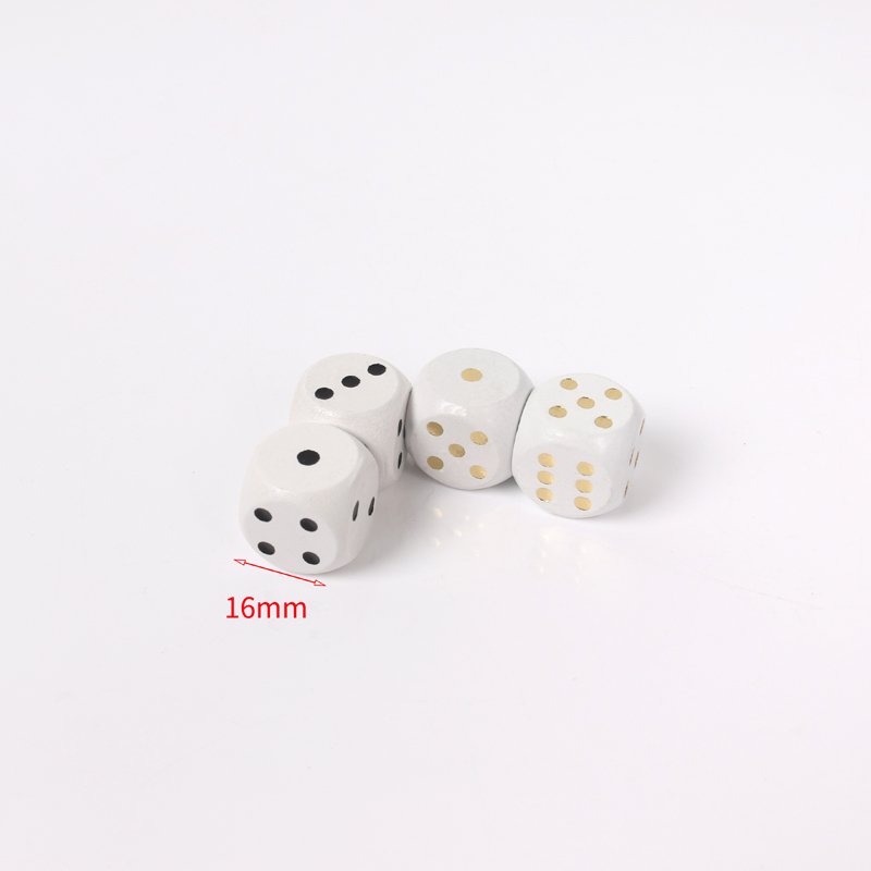 D6 Six Sided 16mm Round Edge Wooden Dice ~ colored Wooded dot Dice
