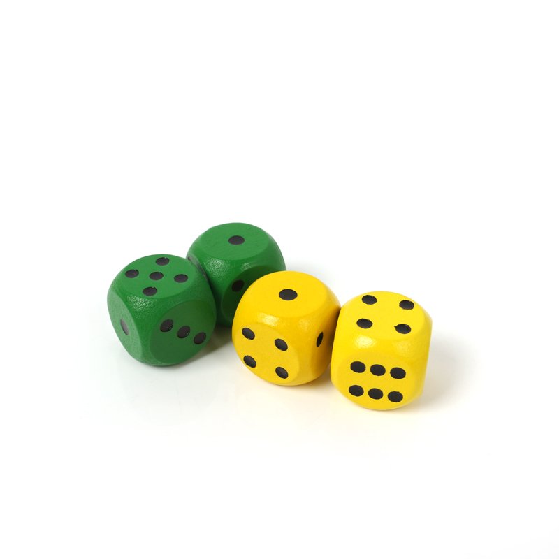 D6 Six Sided 16mm Round Edge Wooden Dice ~ colored Wooded dot Dice