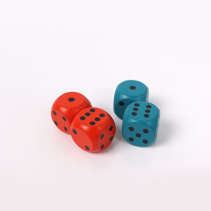 D6 Six Sided 16mm Round Edge Wooden Dice ~ colored Wooded dot Dice