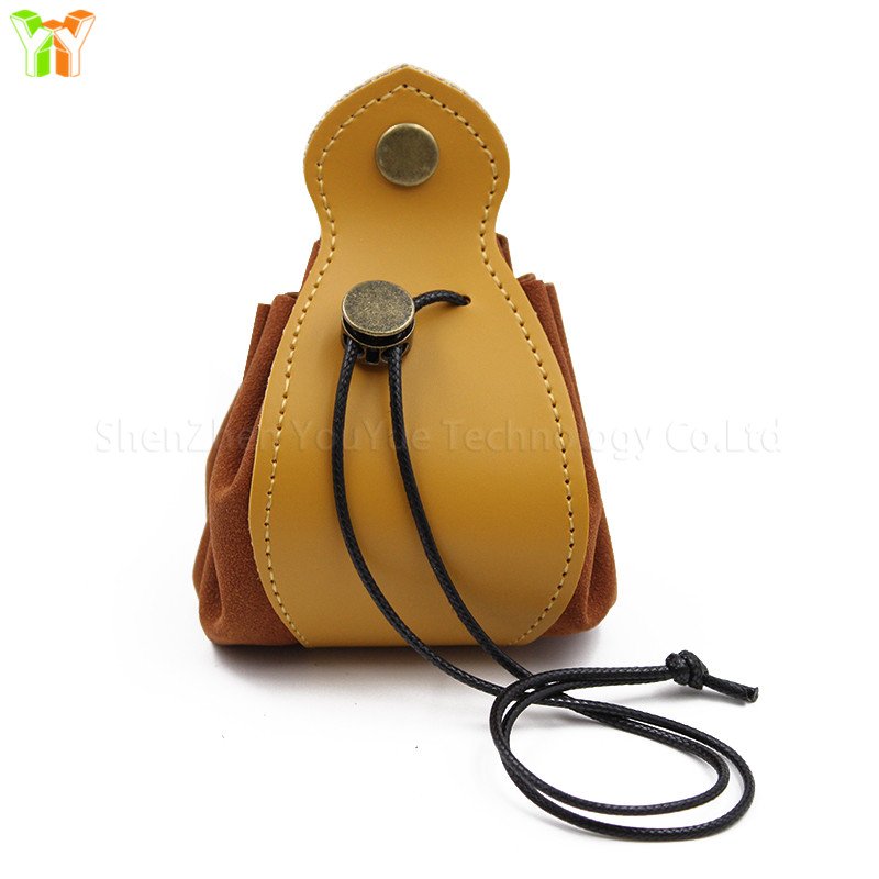 PU Leather Dice Bag Pouch with Drawstring Coin Purse DND Dice Storage Bags Folding Hexagon Key Coin Storage Case