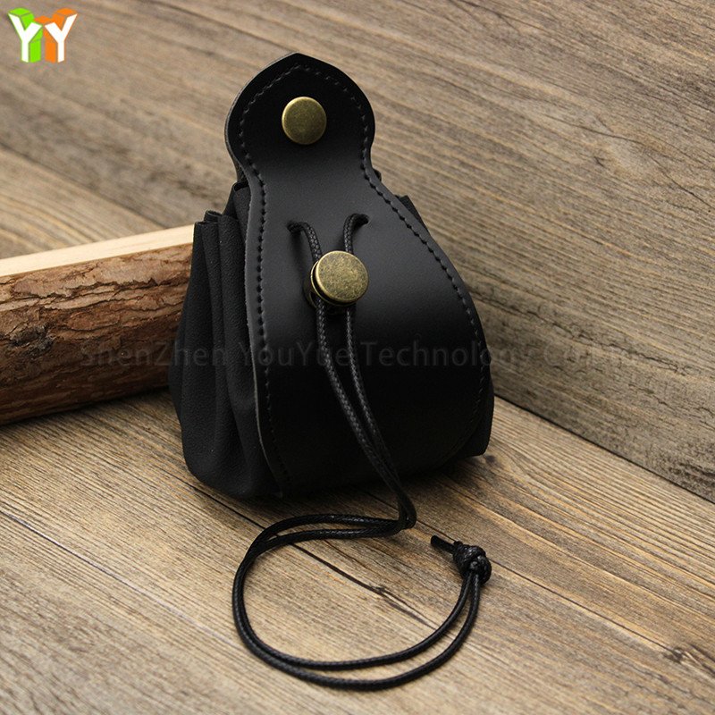 PU Leather Dice Bag Pouch with Drawstring Coin Purse DND Dice Storage Bags Folding Hexagon Key Coin Storage Case