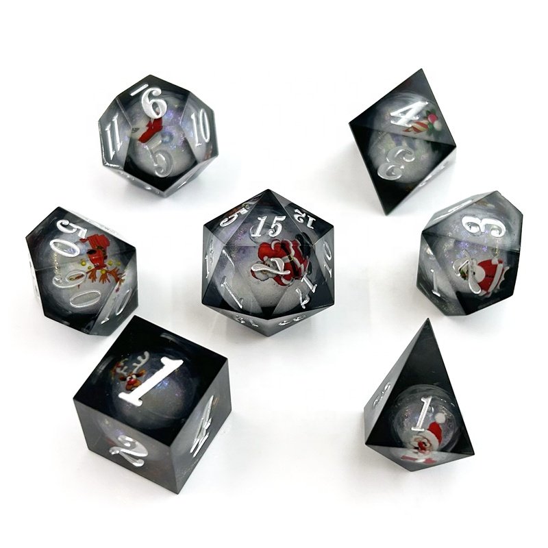 Liquid Core Quicksand Fish Dice D20 Sharp Edge Polyhedron Resin Dice DND Dungeons & Dragons for Table Game Dice
