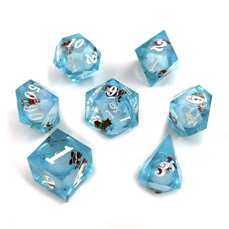 Liquid Core Quicksand Fish Dice D20 Sharp Edge Polyhedron Resin Dice DND Dungeons & Dragons for Table Game Dice