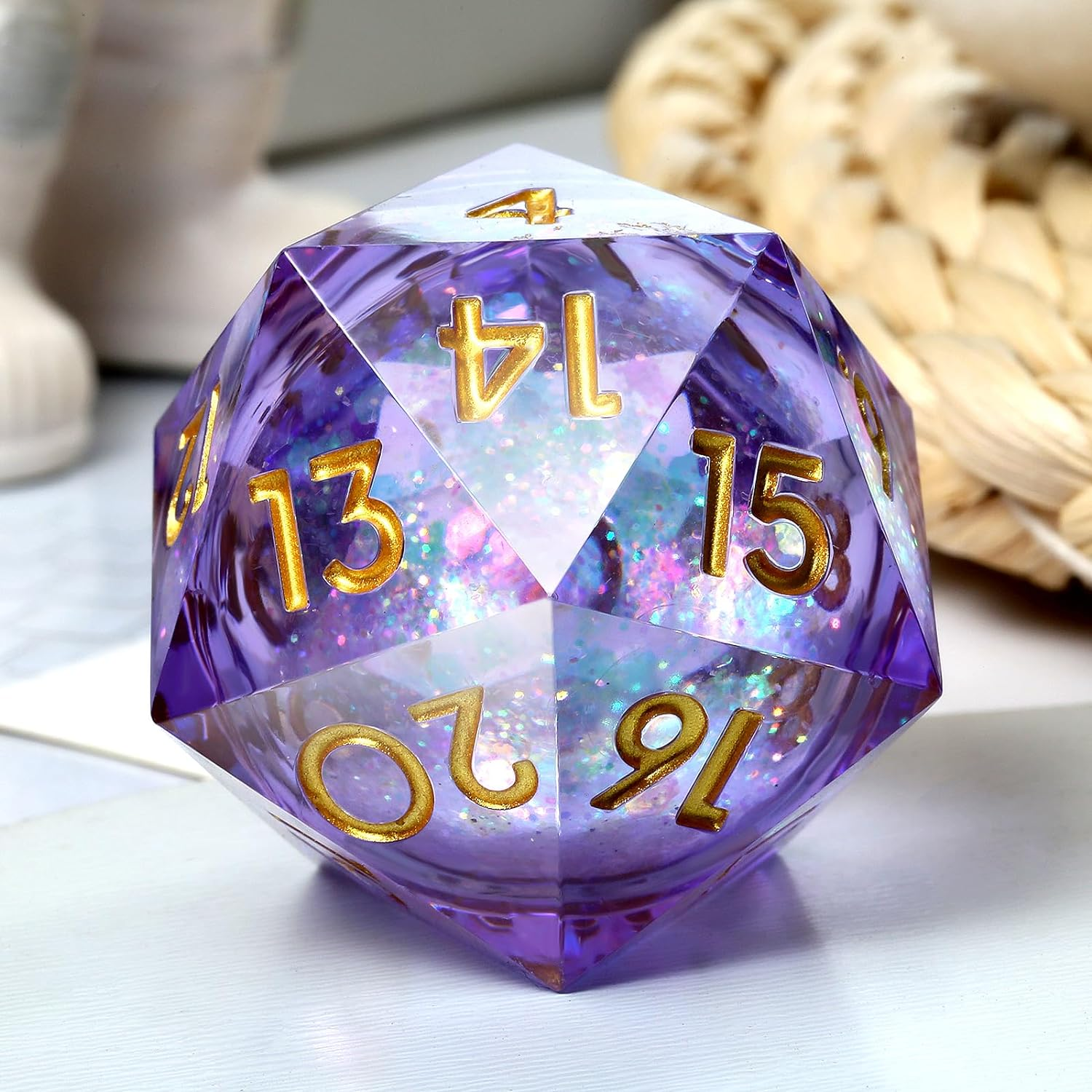 D20 Core Liquid Quicksand Giant Resin Dice Polyhedron 55MM custom board game Dice RPG Dragon City accessories sharp edge