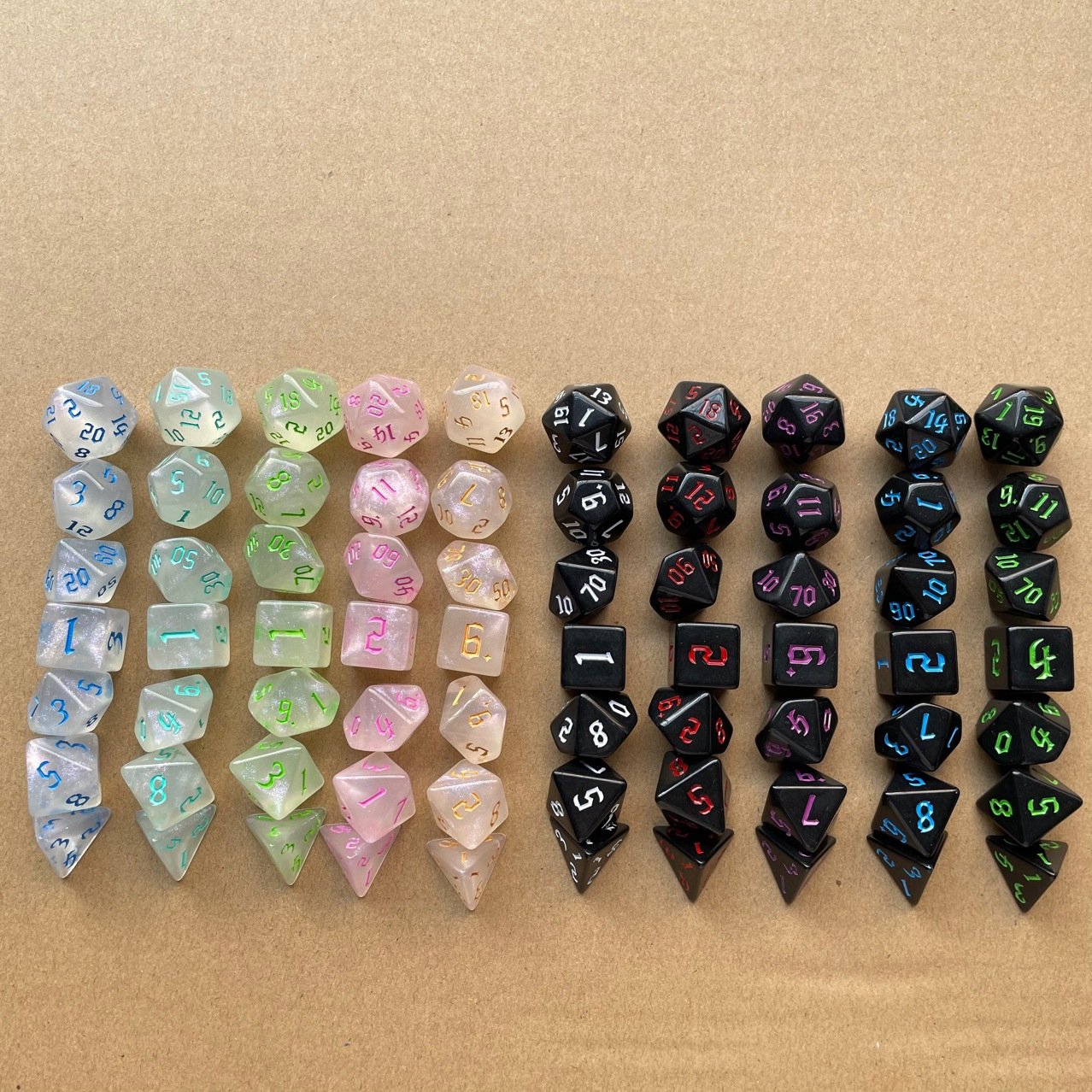 Wholesale 10set TTRPG Rgp Dungeons And Dragons Board Games black dnd dice set custom dice set with box