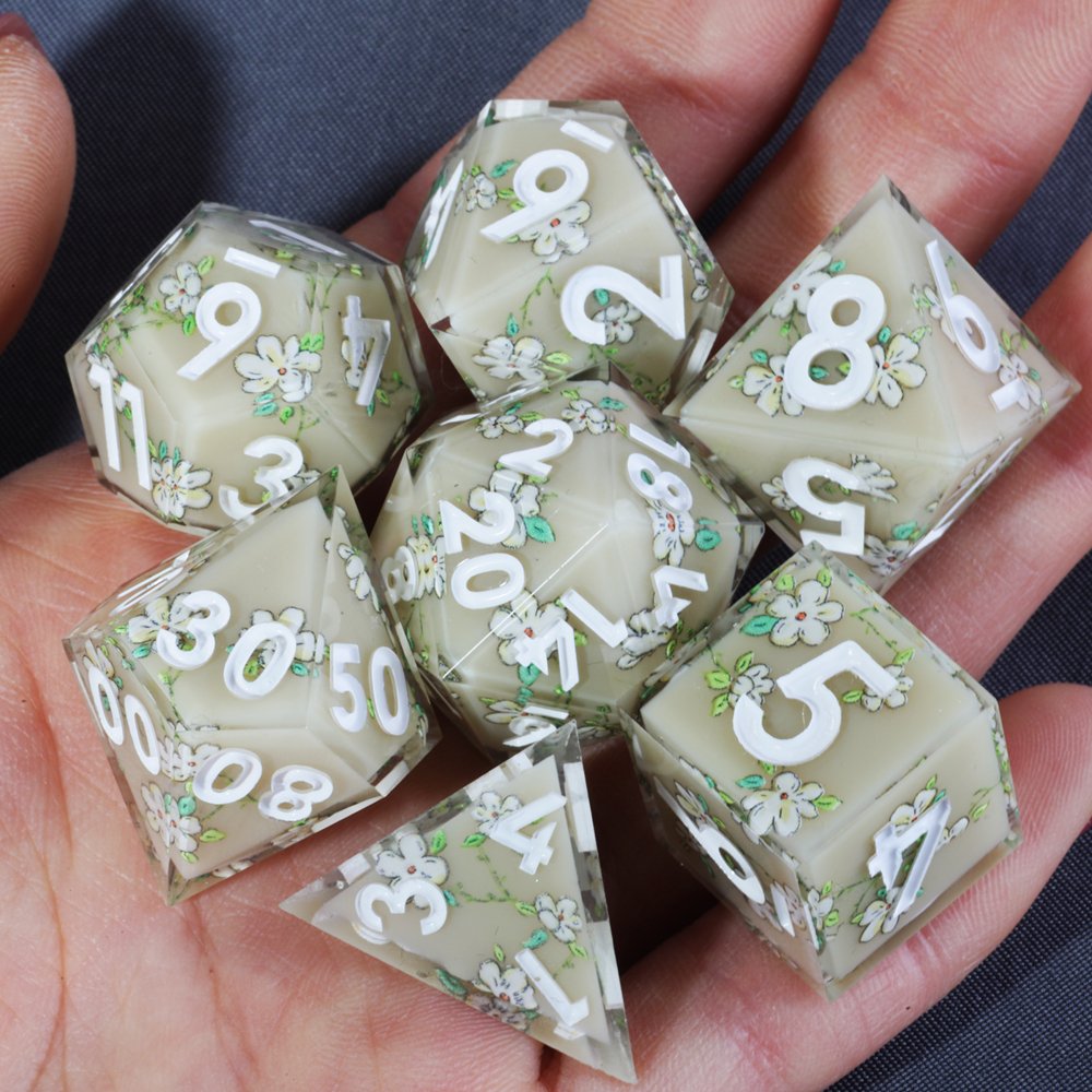 MINI PLANET DND Dice Set Handmade Layered Stickers Sharp Polyhedral Dice For TRPG Wholesale Custom Resin DND Dice Set 7pcs/set