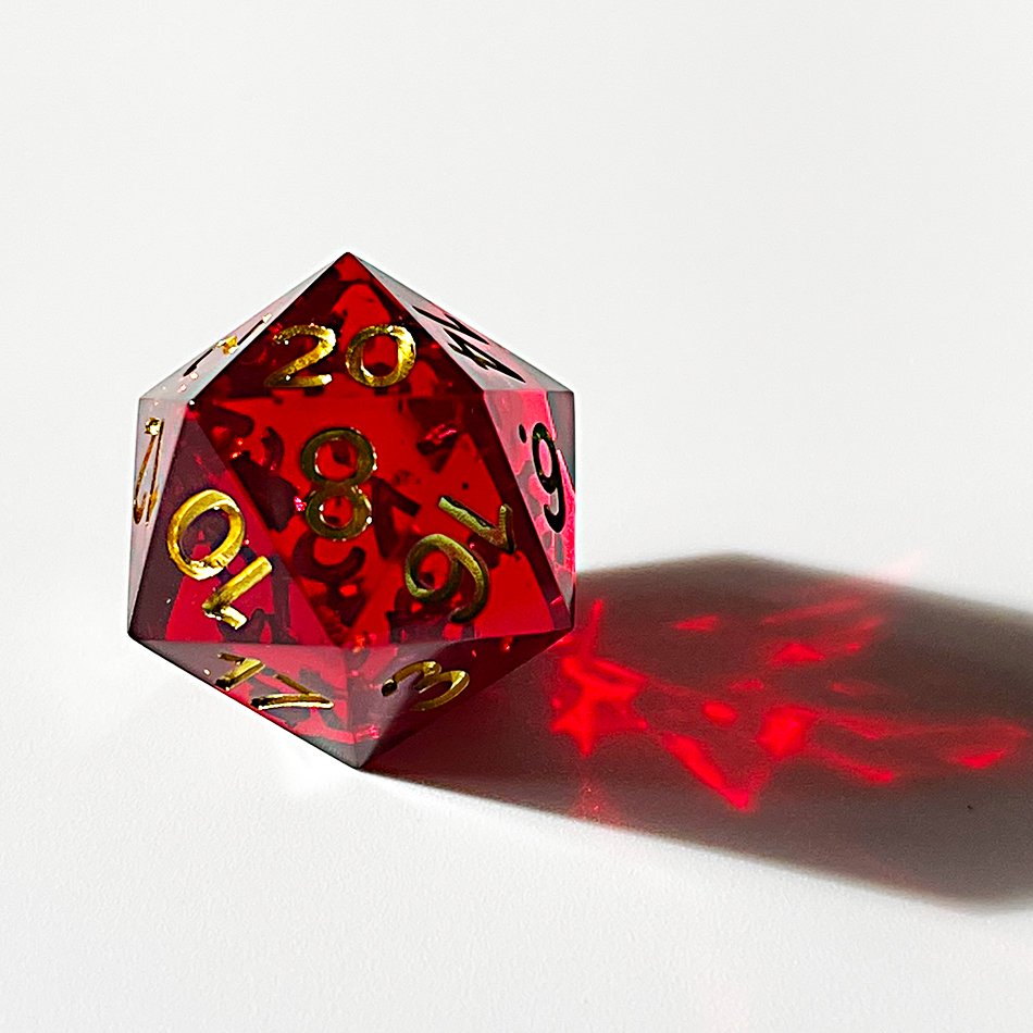 Custom Adult Game Handmade Sharp Edge Dnd Polyhedral Dice Sets 7 Pcs Liquid Core Heart Filled Razor Handmade Sharp-edged Dice