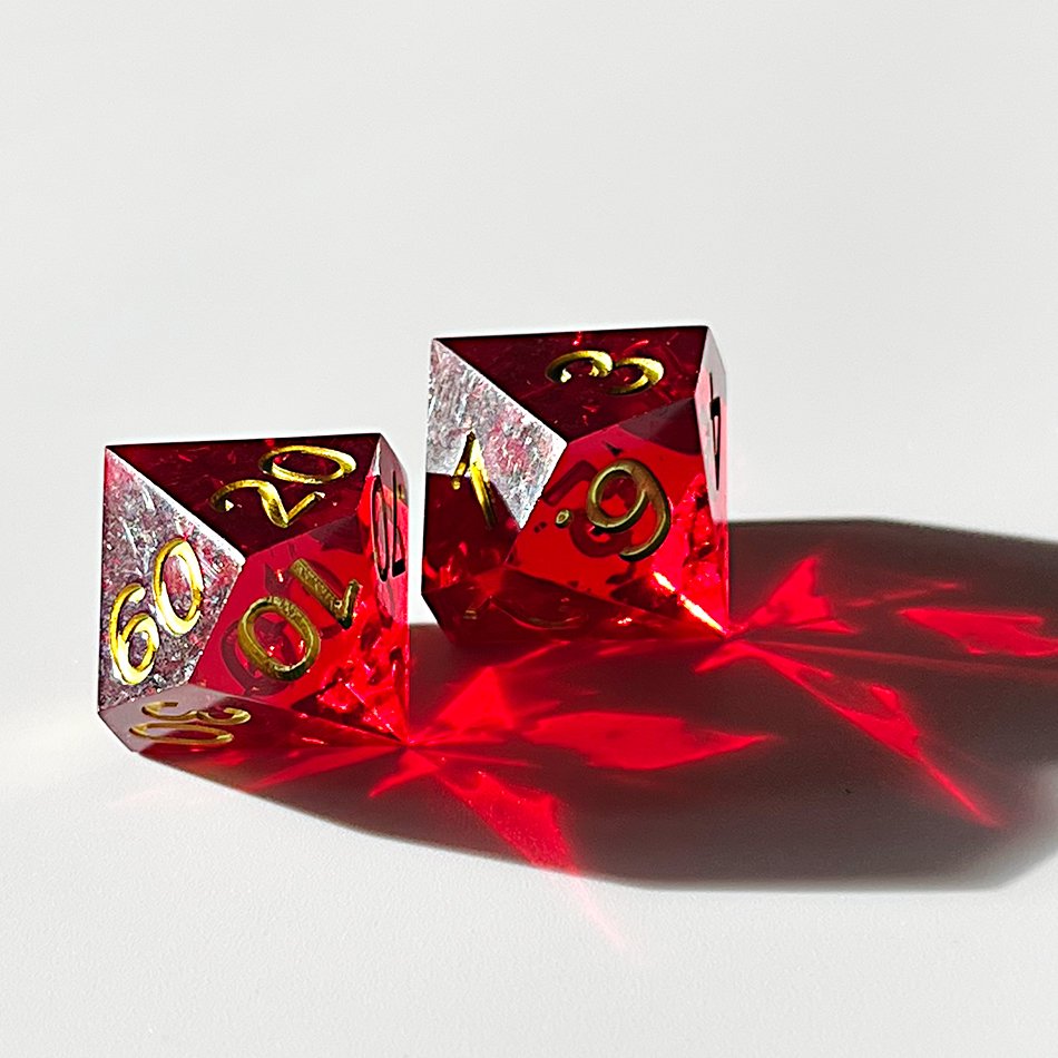 Custom Adult Game Handmade Sharp Edge Dnd Polyhedral Dice Sets 7 Pcs Liquid Core Heart Filled Razor Handmade Sharp-edged Dice