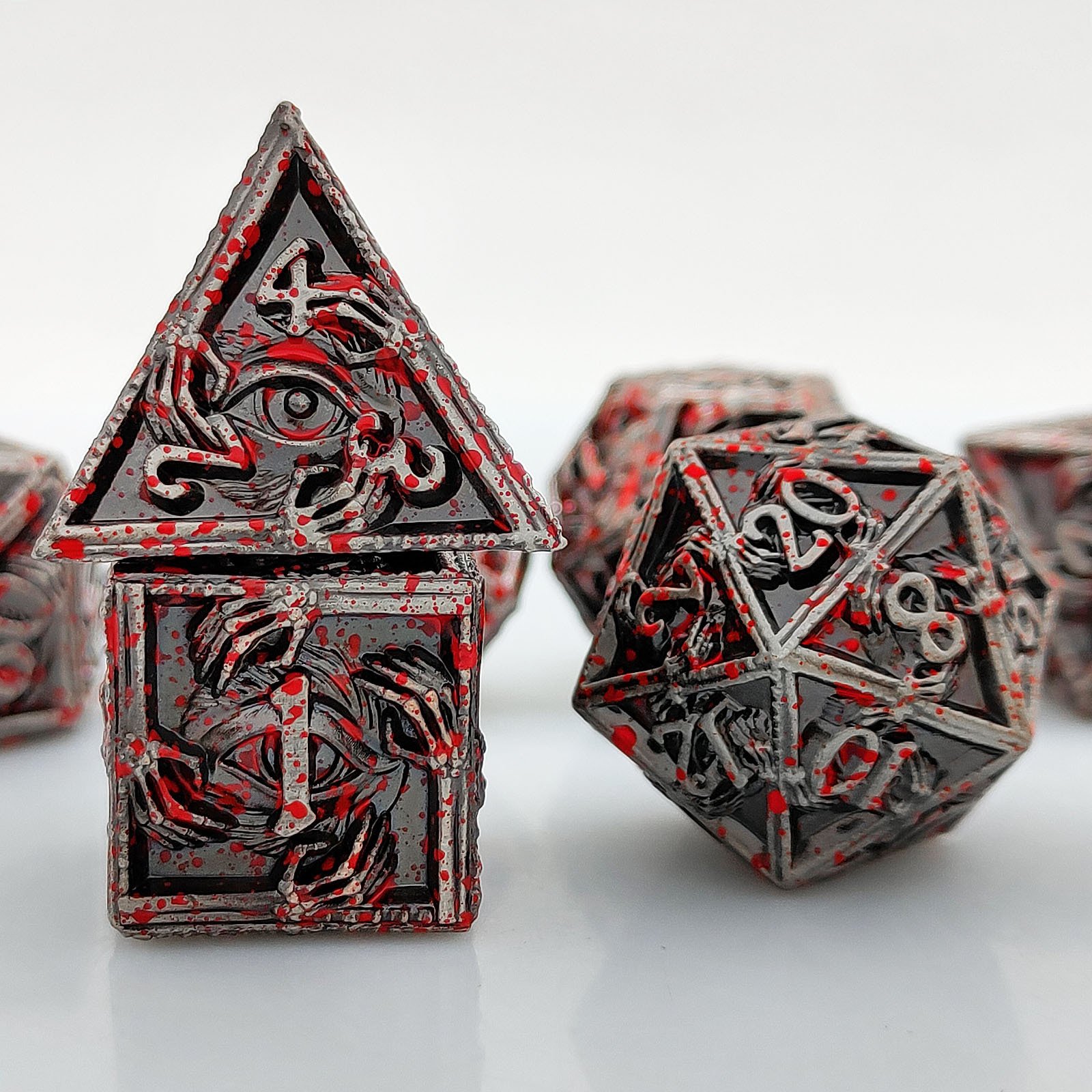 Metal Dice Set D&D,7 PCS Dragon Scale Metallic DND Dice Set,Dragon Eye Metal Dice with Gift Metal for Dunon and Dragon Tabletop