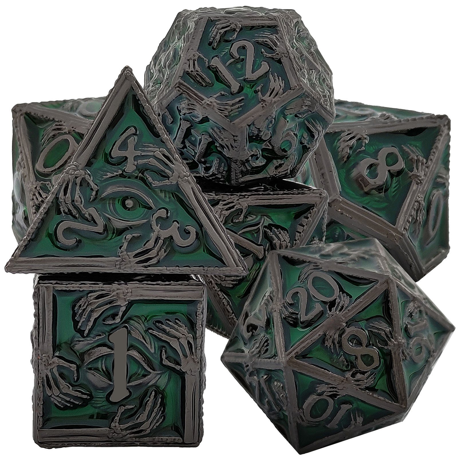 Metal Dice Set D&D,7 PCS Dragon Scale Metallic DND Dice Set,Dragon Eye Metal Dice with Gift Metal for Dunon and Dragon Tabletop