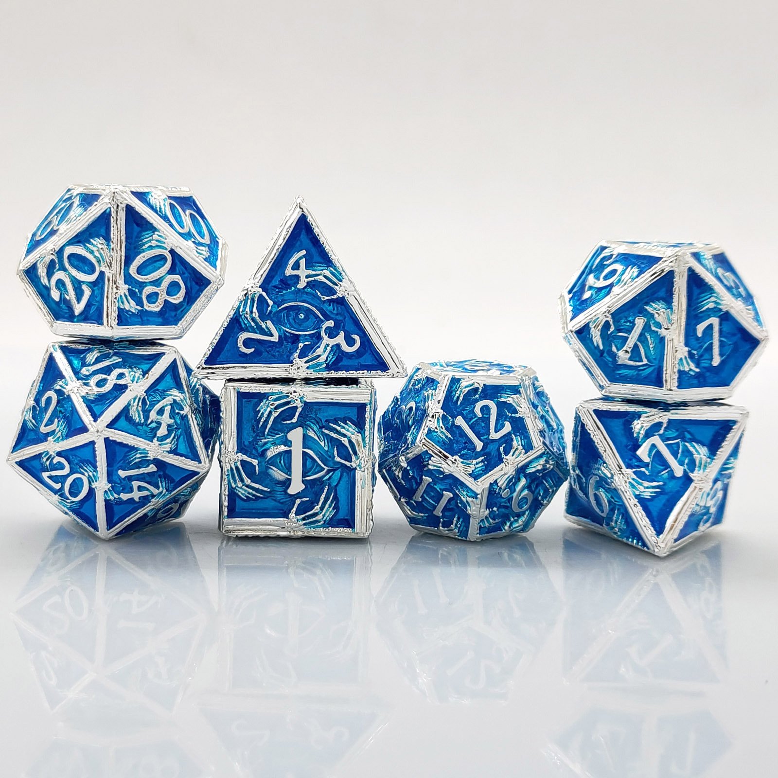 Metal Dice Set D&D,7 PCS Dragon Scale Metallic DND Dice Set,Dragon Eye Metal Dice with Gift Metal for Dunon and Dragon Tabletop