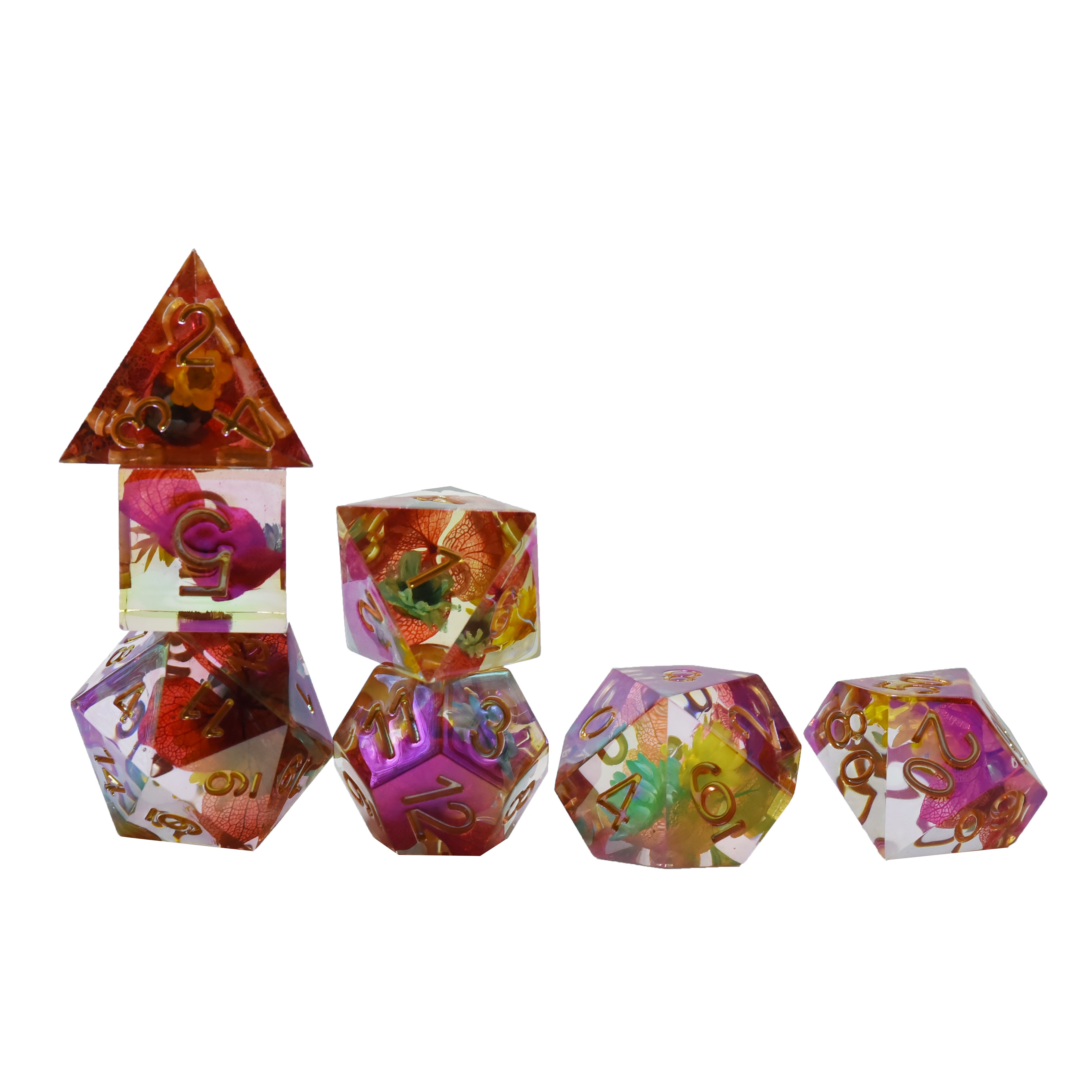 Custom Logo Polyhedral Square Corner Dnd 16mm Resin Flower Dice Set For Dungeons And Dragons Games Dice