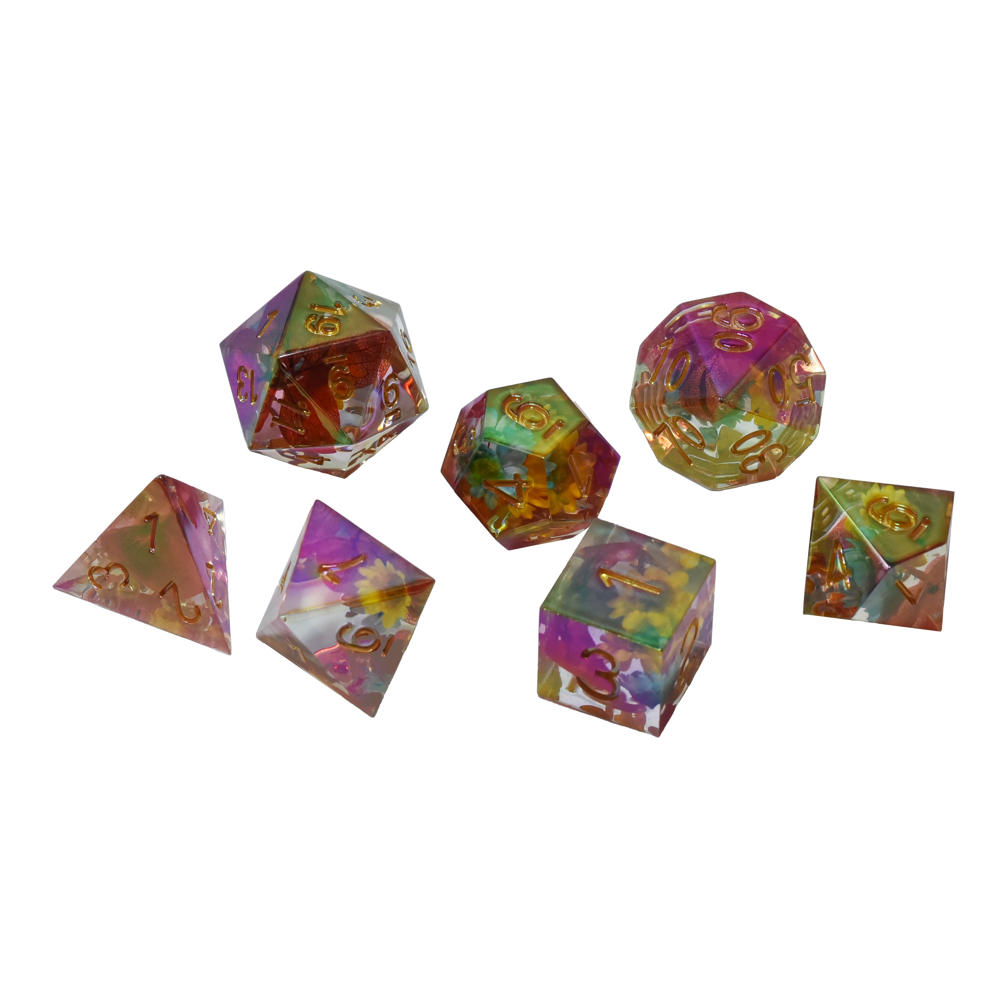 Custom Logo Polyhedral Square Corner Dnd 16mm Resin Flower Dice Set For Dungeons And Dragons Games Dice