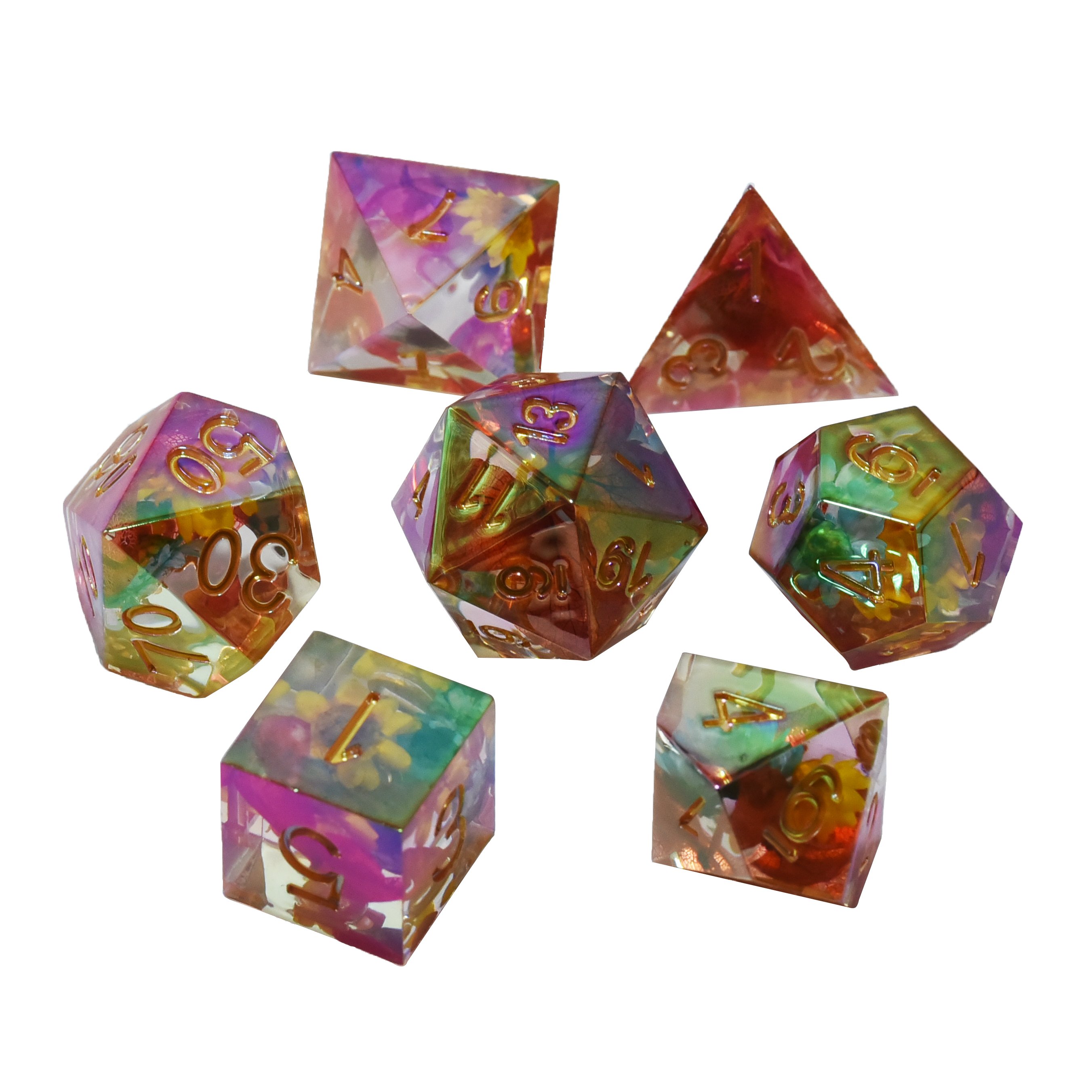 Custom Logo Polyhedral Square Corner Dnd 16mm Resin Flower Dice Set For Dungeons And Dragons Games Dice
