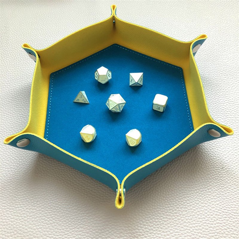M114 Custom Multicolor DND Dice Tray Foldable Snap Button Logo Thickened PU Leather Hexagonal Dice Cup for Game Use