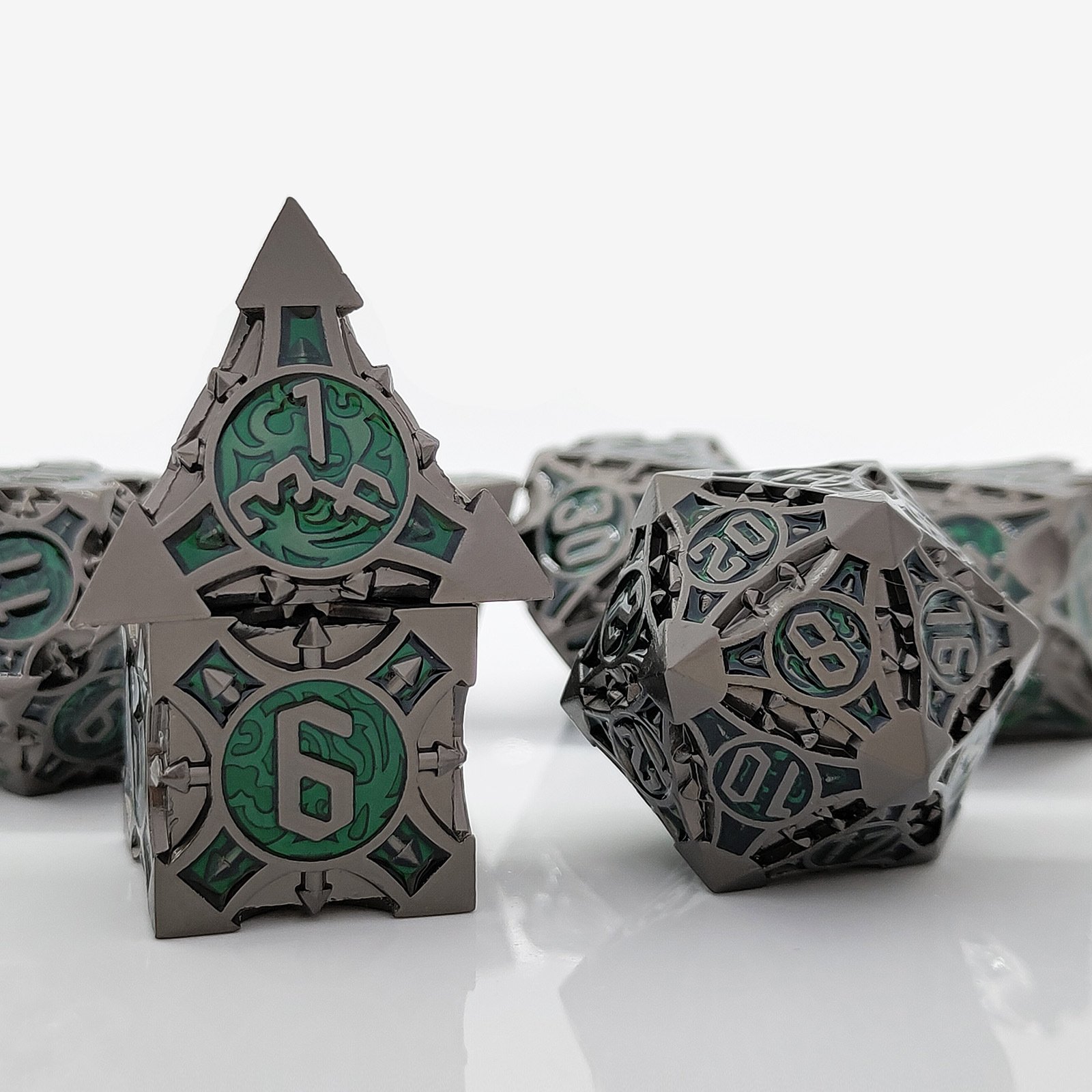 Mini Planet Wholesale RPG Board Games Handmade polyhedral Copper Solid Metal dice set 7pcs Dice Custom Logo for DND MTG Players