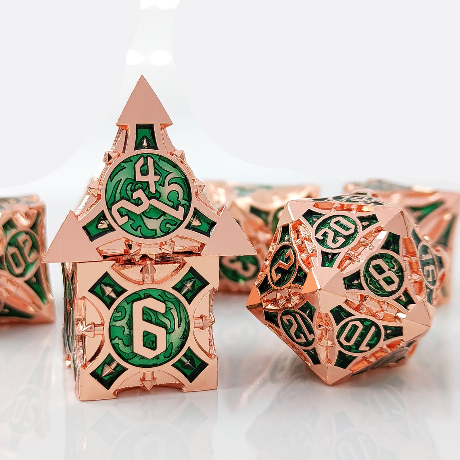 Mini Planet Wholesale RPG Board Games Handmade polyhedral Copper Solid Metal dice set 7pcs Dice Custom Logo for DND MTG Players