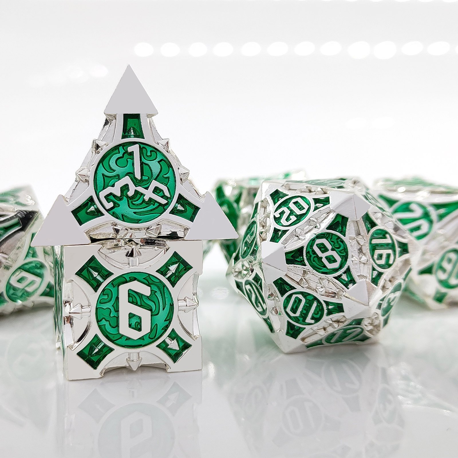 Mini Planet Wholesale RPG Board Games Handmade polyhedral Copper Solid Metal dice set 7pcs Dice Custom Logo for DND MTG Players